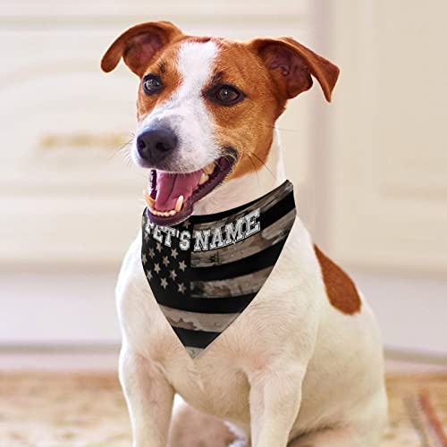 Personalized Vintage Camo American Flag Pet Bandanas with Name