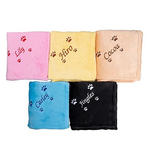 Customized Cozy Fleece Dog Blanket with Embroidered Name