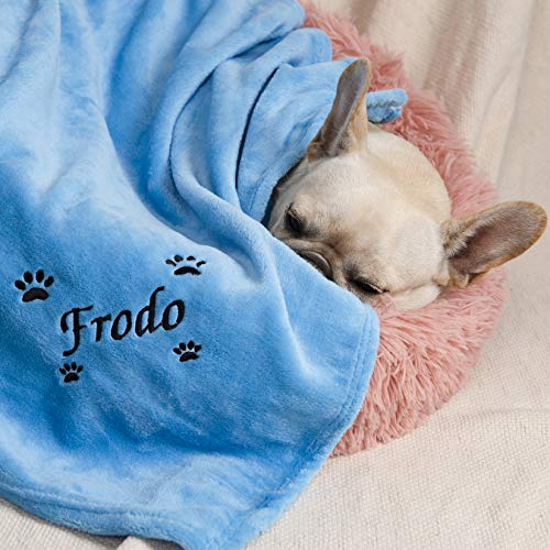 Custom Pet Blanket with Paw Print and Name