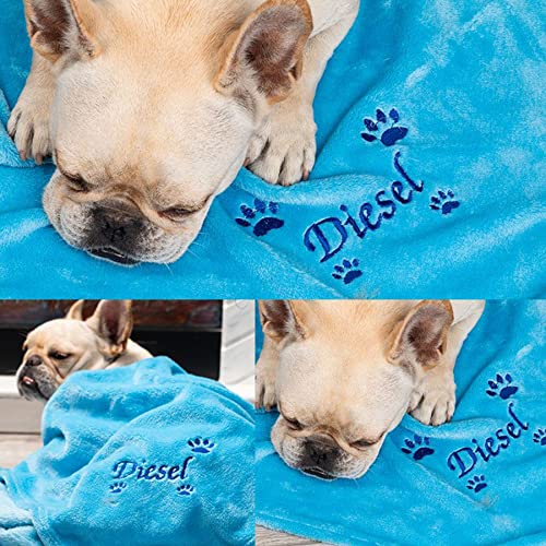 Customized Cozy Fleece Dog Blanket with Embroidered Name