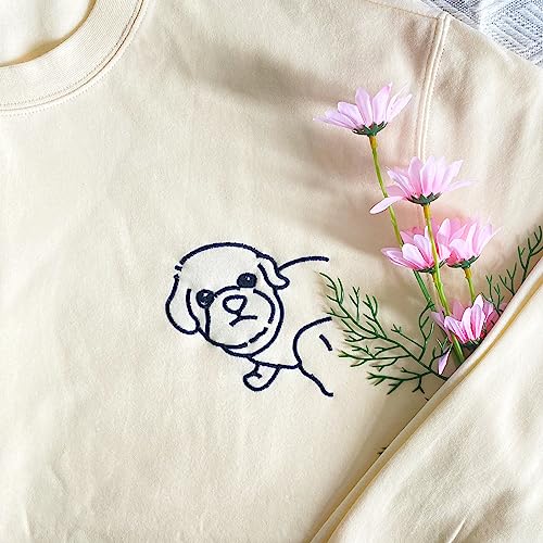 Custom Dog Mom Hoodie with Pet Portrait Embroidery