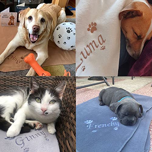 Customized Cozy Fleece Dog Blanket with Embroidered Name