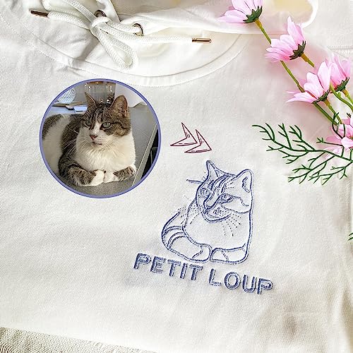 Custom Dog Mom Hoodie with Pet Portrait Embroidery