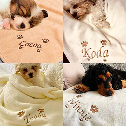 Customized Cozy Fleece Dog Blanket with Embroidered Name