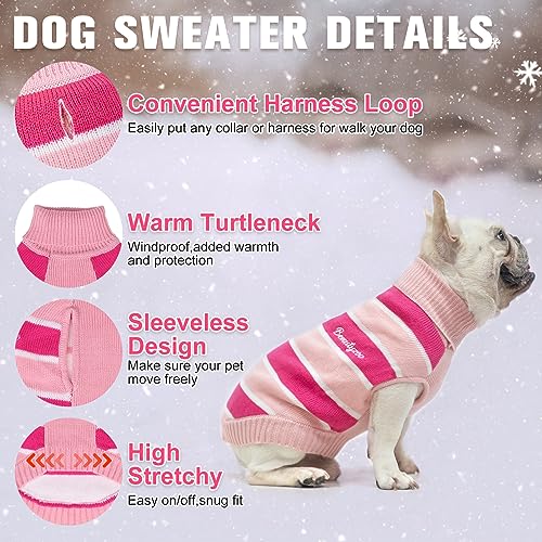 Striped Turtleneck Dog Sweater for Fall/Winter Warmth