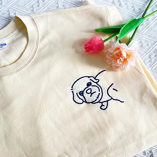 Custom Dog Mom Hoodie with Pet Portrait Embroidery