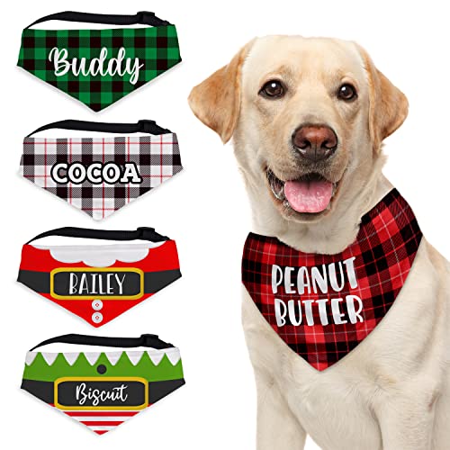 Customizable Dog Christmas Bandanas in 3 Sizes, 10 Designs