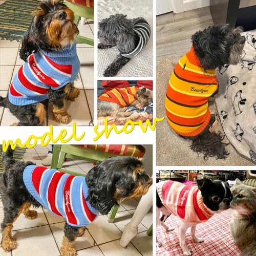 Striped Turtleneck Dog Sweater for Fall/Winter Warmth
