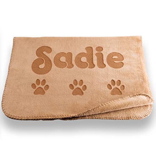 Personalized Dog Blanket in Gray or Beige - Small