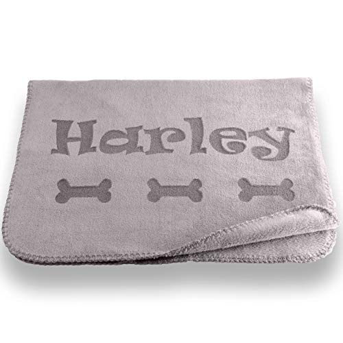 Personalized Dog Blanket in Gray or Beige - Small