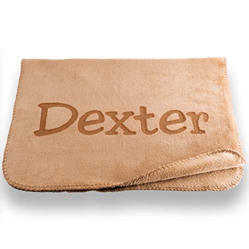Personalized Dog Blanket in Gray or Beige - Small