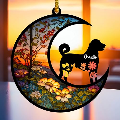 Custom Dog Memorial Suncatcher with Personalized Name & Breed
