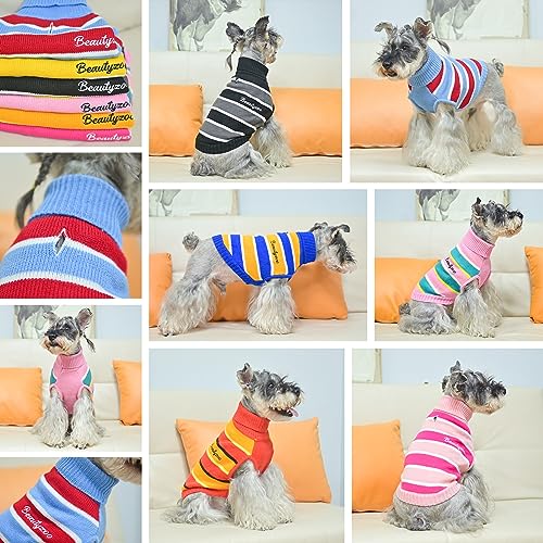 Striped Turtleneck Dog Sweater for Fall/Winter Warmth
