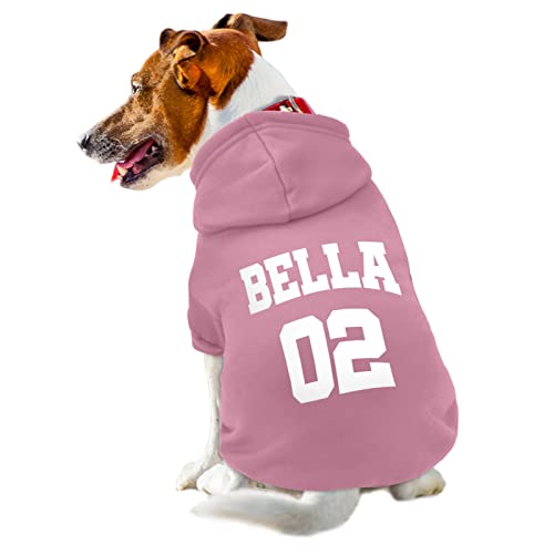 Personalized Dog Hoodie with Name & Number, Small Pink