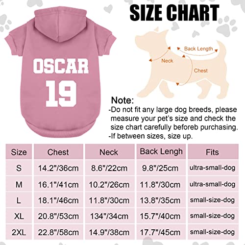 Personalized Dog Hoodie with Name & Number, Small Pink
