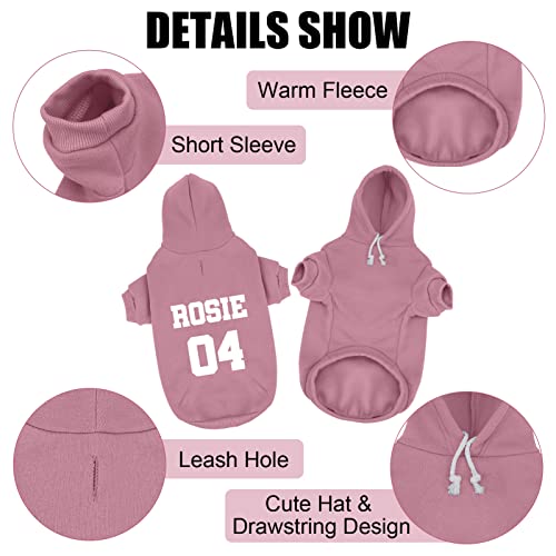Personalized Dog Hoodie with Name & Number, Small Pink