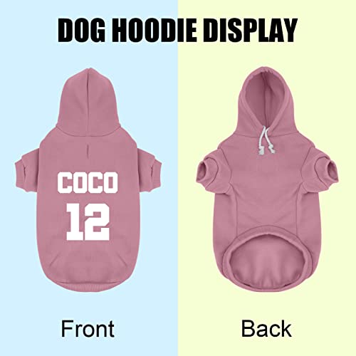 Personalized Dog Hoodie with Name & Number, Small Pink