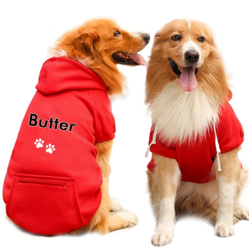 Custom Dog Hoodie with Embroidered Name and Paws