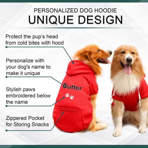 Custom Dog Hoodie with Embroidered Name and Paws