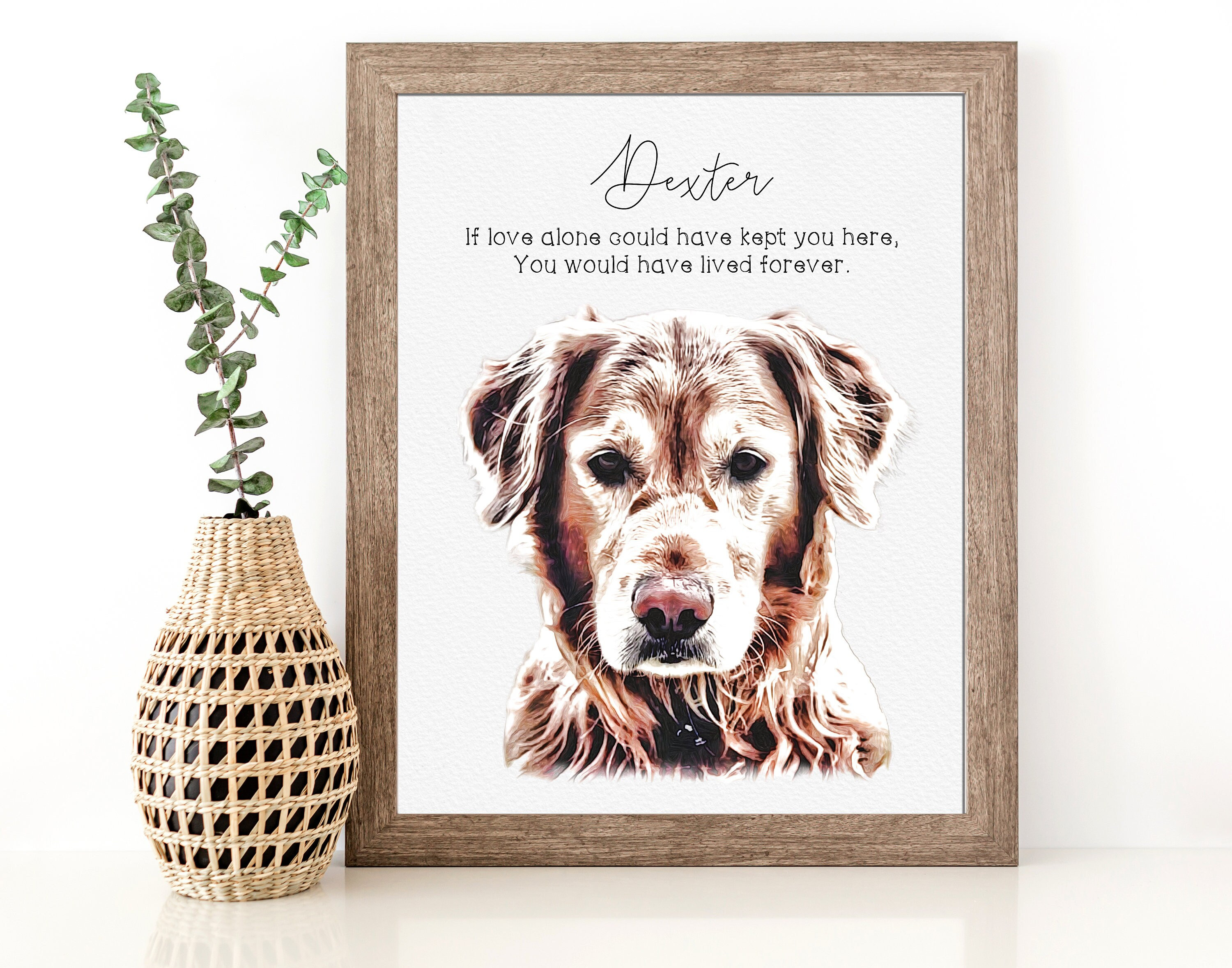 Dog Memorial Gift - Custom Pet Portrait Memorial Dog Frame | Pet Loss Gift Cat Loss Gift | Dog Mom Gift | Personalized Gift | Pet Loss Frame