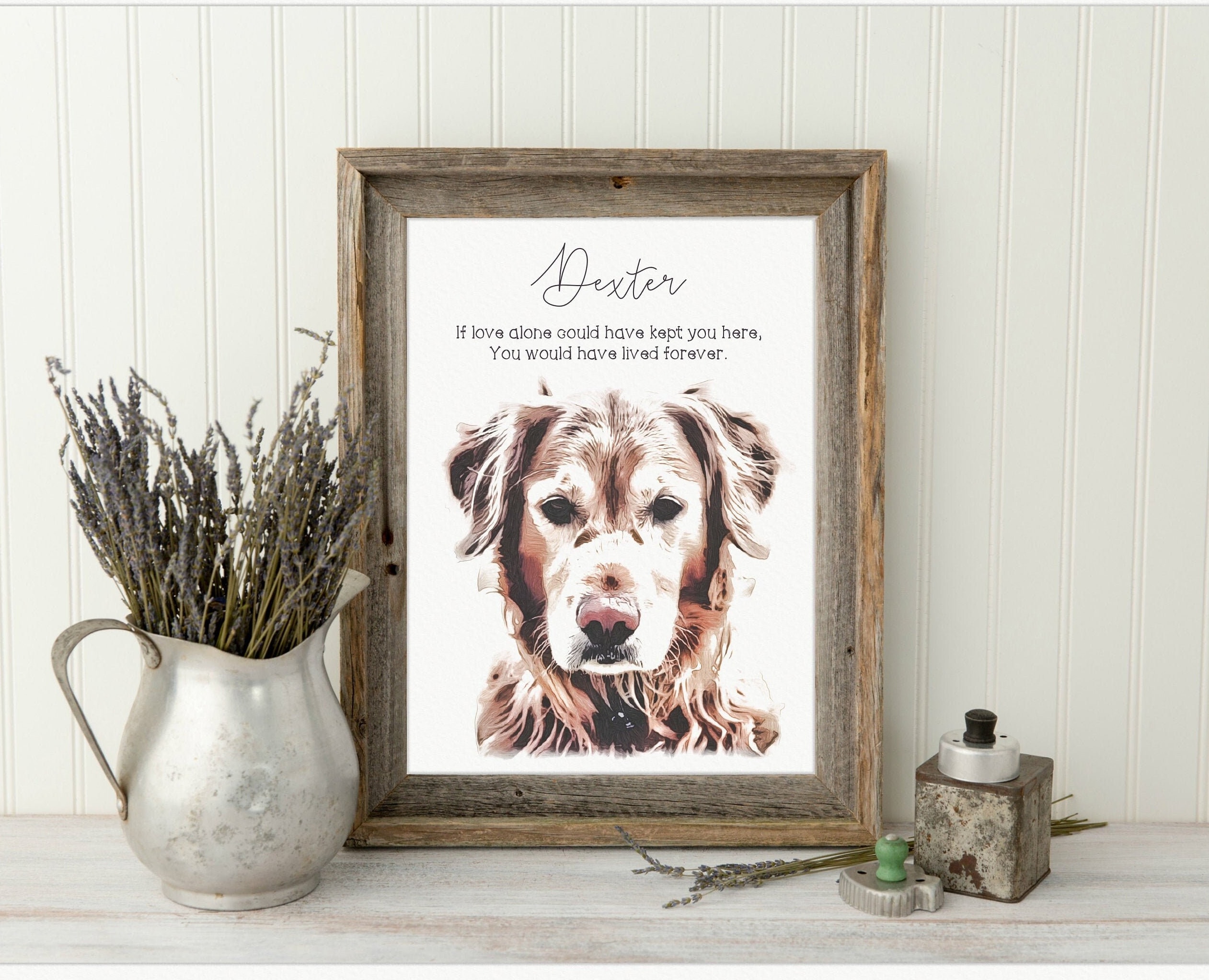Dog Memorial Gift - Custom Pet Portrait Memorial Dog Frame | Pet Loss Gift Cat Loss Gift | Dog Mom Gift | Personalized Gift | Pet Loss Frame