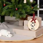 Personalized Paw Print Christmas Tree Ornament with Ribbon