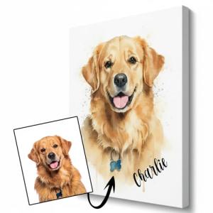 Custom Dog/Cat Watercolor Portrait from Photo, Framed Canvas, Custom Pet Portrait, Dog Owner Gift, Memorial Gift for Pet Lovers, Dog Moms