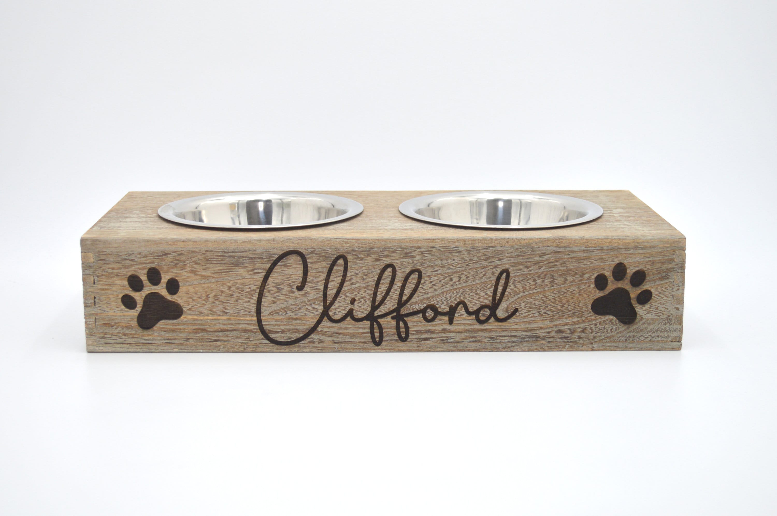 Engraved Wooden Pet Bowls - Personalized Pet Gift