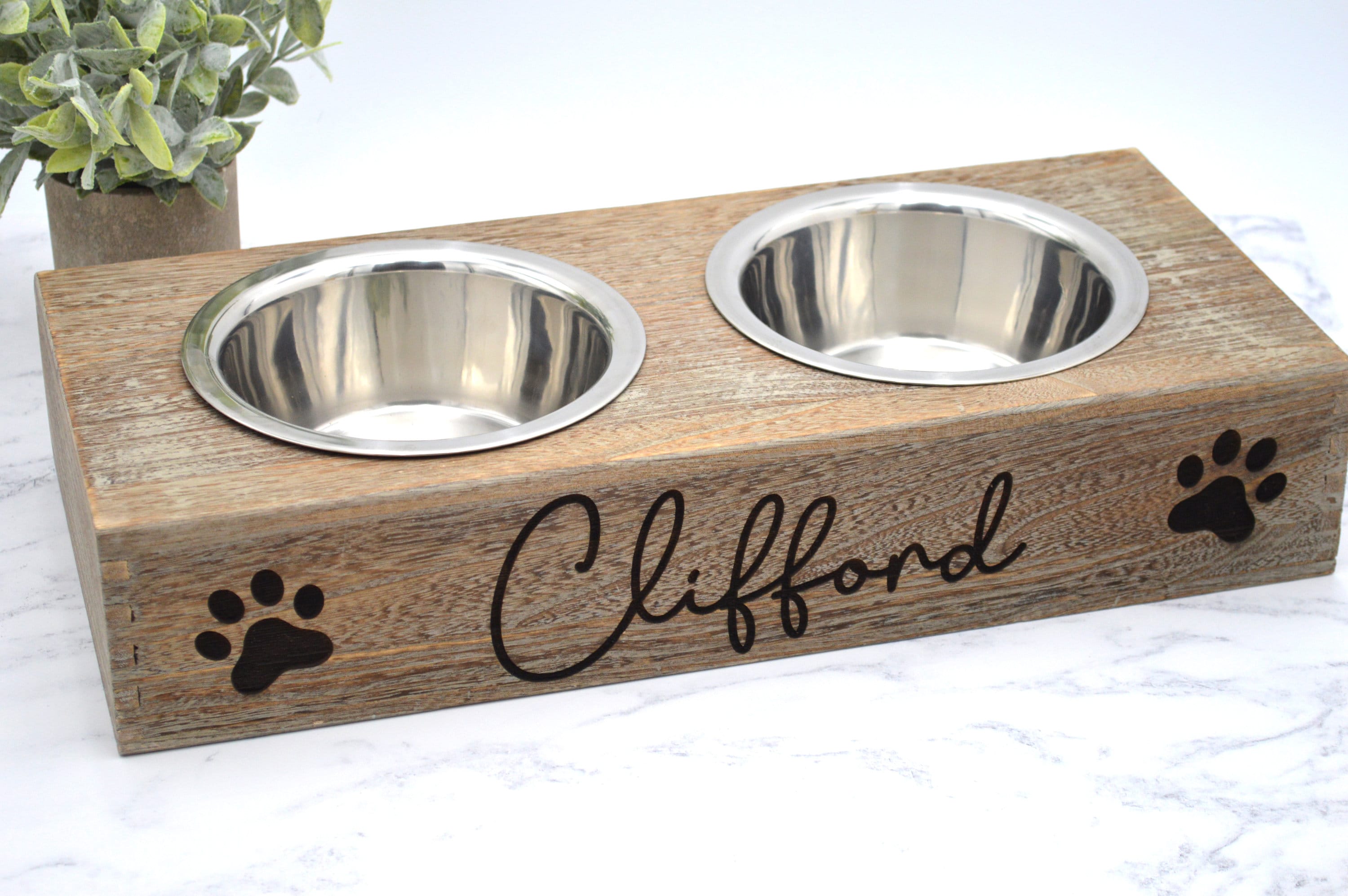 Engraved Wooden Pet Bowls - Personalized Pet Gift