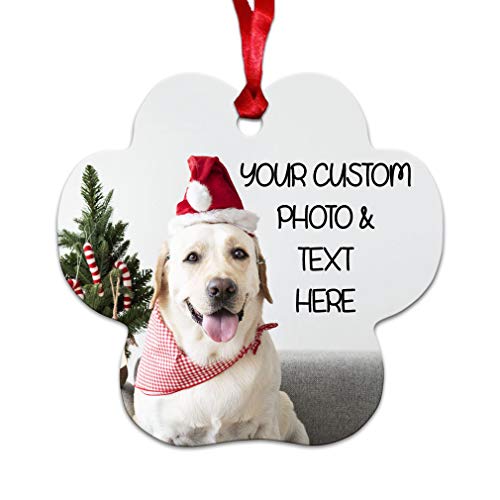 Custom Aluminum Paw Shape Christmas Ornament with Personalization
