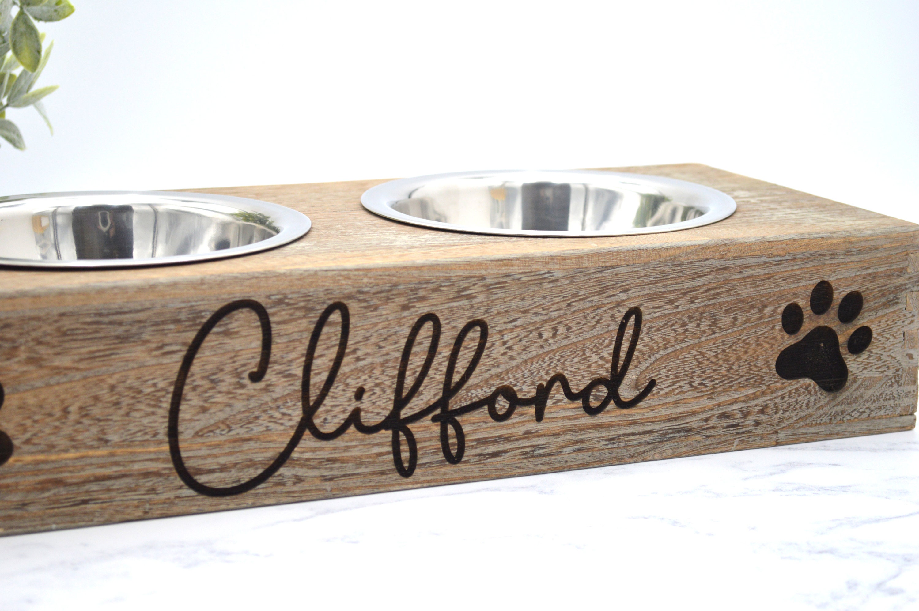 Engraved Wooden Pet Bowls - Personalized Pet Gift