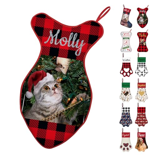 Personalized Cat & Dog Christmas Stocking with Name & Photo
