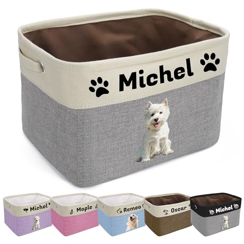 Personalized Pet Toy Basket with Custom Name, Sturdy Foldable Storage Box