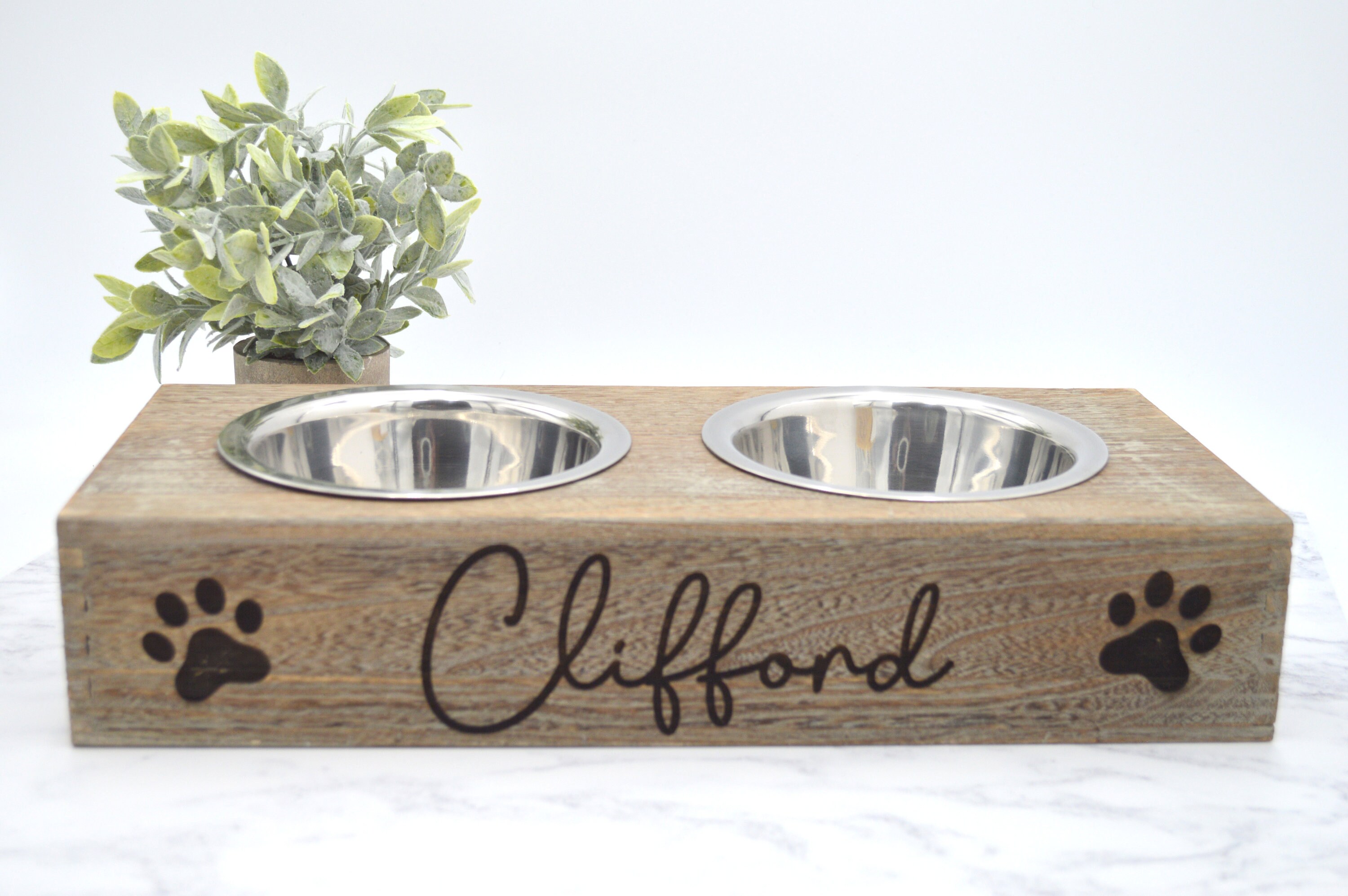 Engraved Wooden Pet Bowls - Personalized Pet Gift
