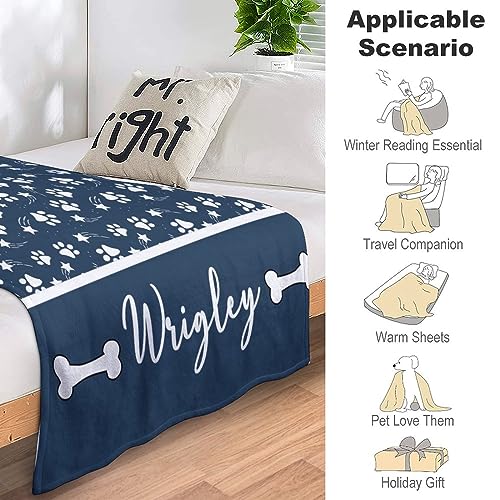 Custom Pet Name Blanket with Paw Print Design