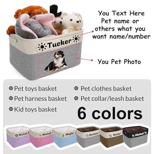 Personalized Pet Toy Basket with Custom Name, Sturdy Foldable Storage Box