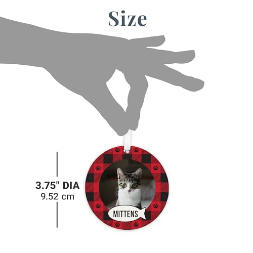 Personalized Plaid Paw Print Photo Ornament - Christmas Theme