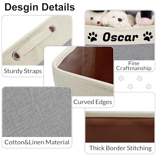 Personalized Pet Toy Basket with Custom Name, Sturdy Foldable Storage Box
