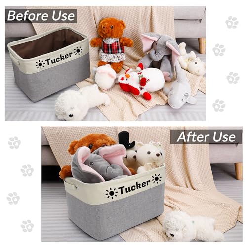 Personalized Pet Toy Basket with Custom Name, Sturdy Foldable Storage Box