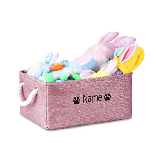 Personalized Dog Toy Storage Bin - Embroidered Pet Name