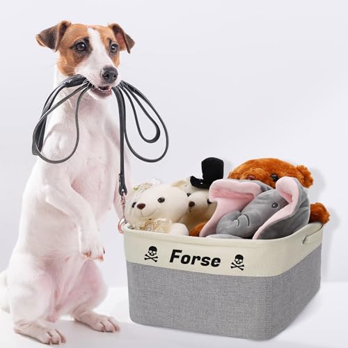 Personalized Pet Toy Basket with Custom Name, Sturdy Foldable Storage Box