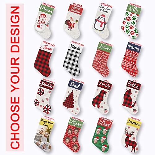 Personalized Family Christmas Stockings with Custom Cat Design