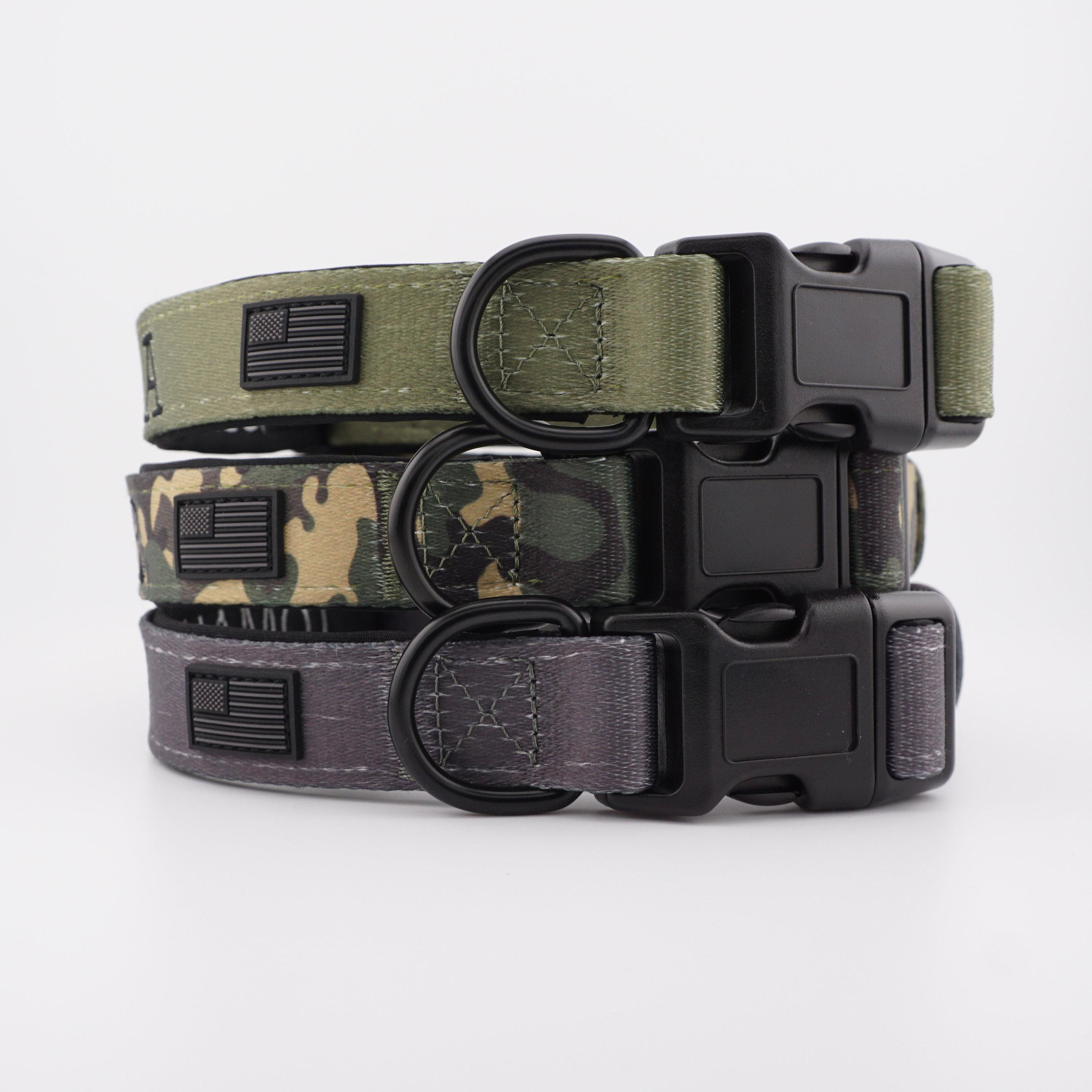 Personalized Embroidered Dog Collars - Military Camo Style