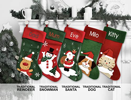 Custom Cat Christmas Stocking with Personalized Name