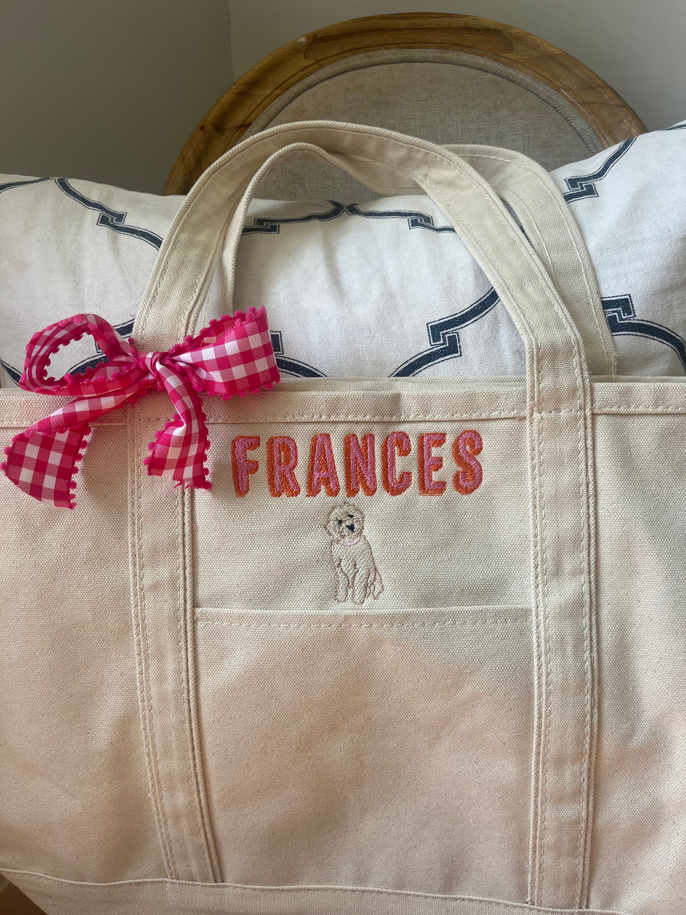 Personalized Large Dog Tote Bag with Monogram