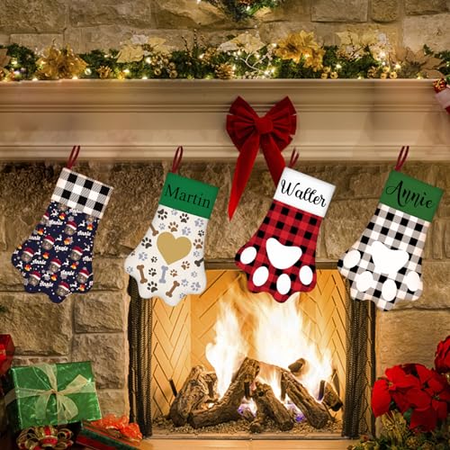 Personalized Christmas Stocking for Cats: Paw & Bone