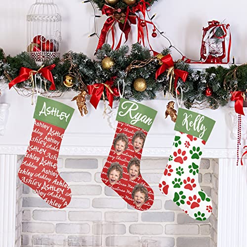 Personalized Family Christmas Stockings with Custom Cat Design