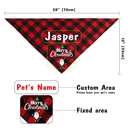 Personalized Christmas Plaid Dog Bandana with Pet Name