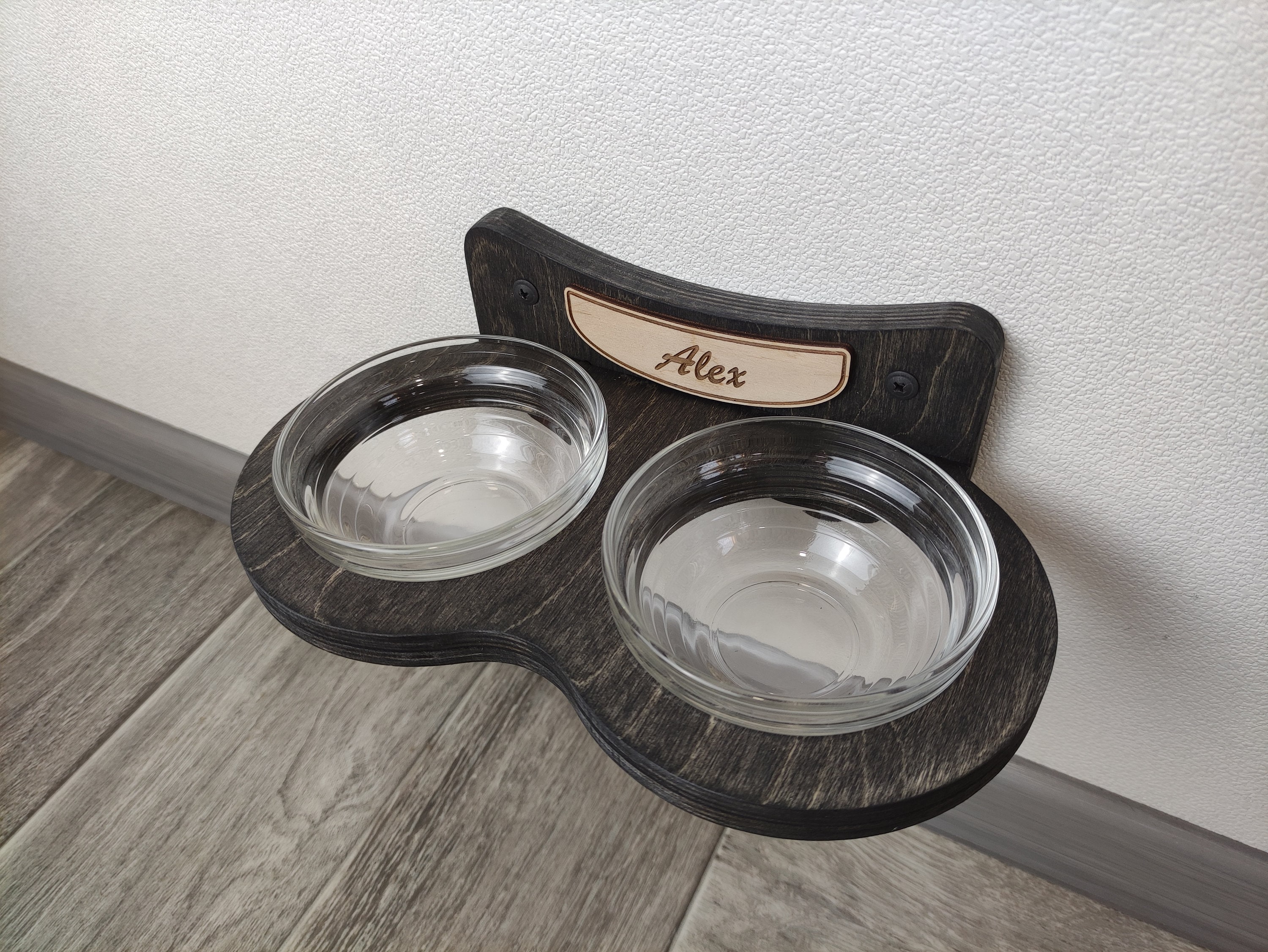 Personalized Raised Cat Feeder Stand - Custom Pet Bowl