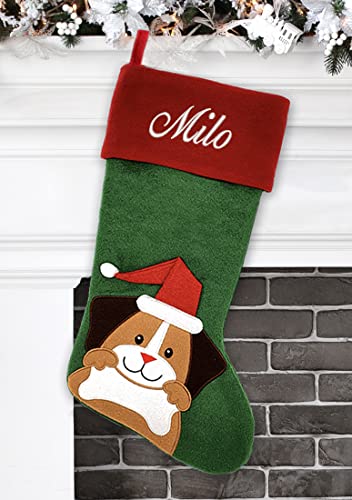 Custom Cat Christmas Stocking with Personalized Name